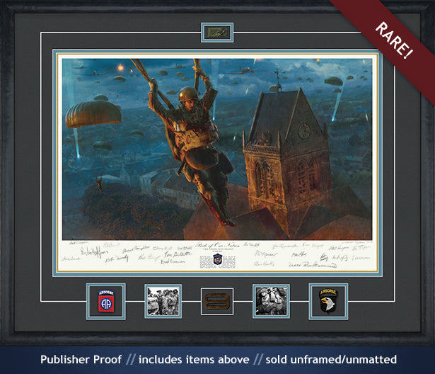 101st Airborne on D-Day in Sainte Mere Eglise paratrooper art print