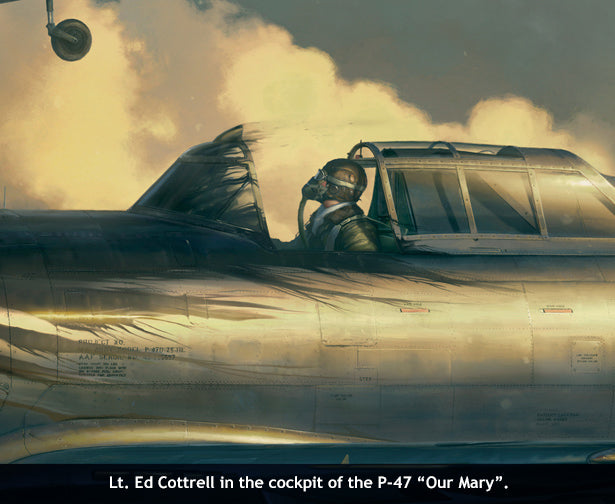 Lt. Edwin Cottrell in his P-47
