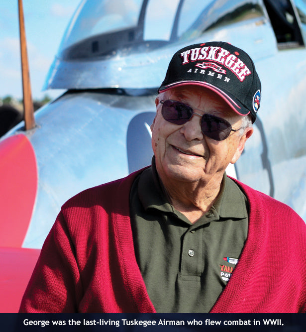 George Hardy with a P-51 Mustang painted in his markings 