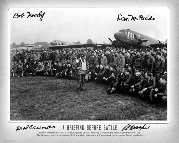 "A Briefing Before Battle" photo autographed by WWII paratroopers