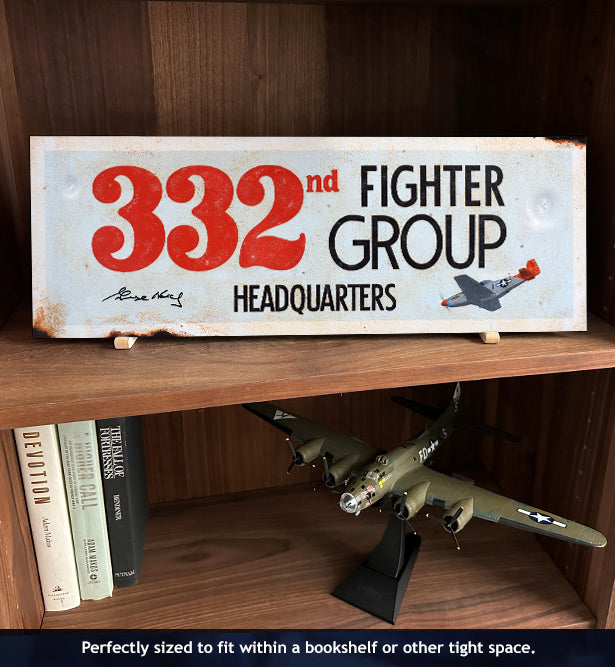 332nd Fighter Group P-51 pilot autographed sign on display