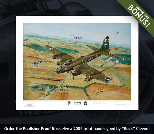100th Bomb Group  Buck Cleven autographed art 