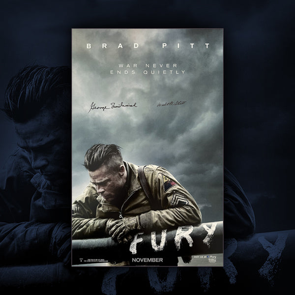 Autographed FURY movie poster