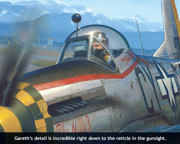 P-51 Mustang aviation art close up