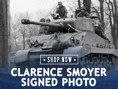 Clarence Smoyer autographed Sherman tank photo
