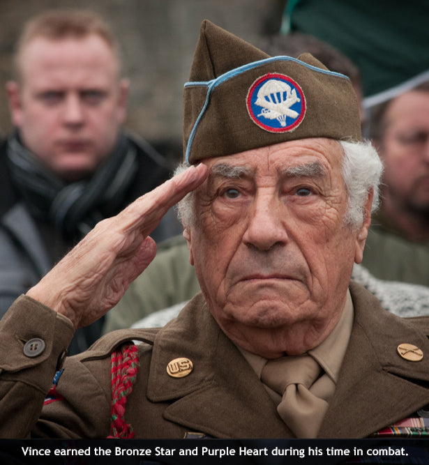 101st Airborne paratrooper Vince Speranza saluting
