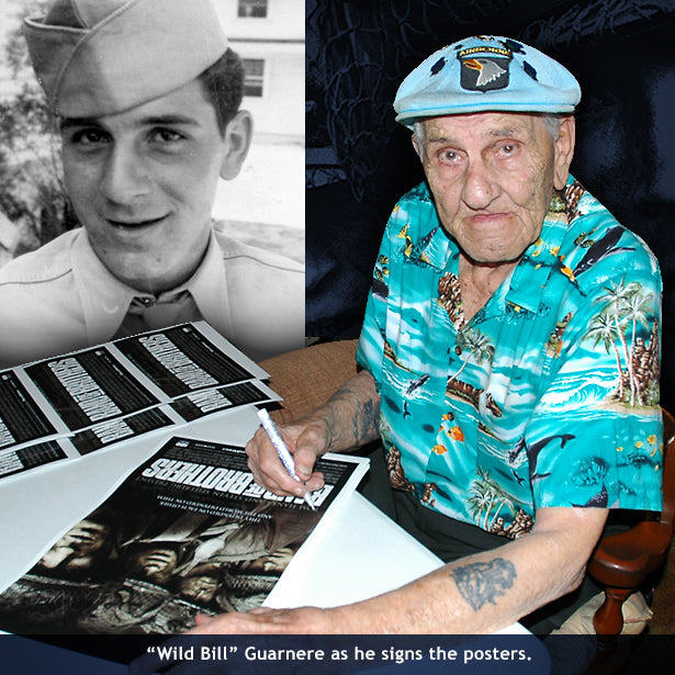 "Wild Bill" Guarnere autographs each poster