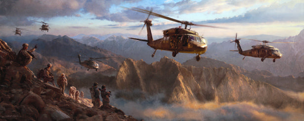 UH-60 Black Hawks over Afghanistan art print
