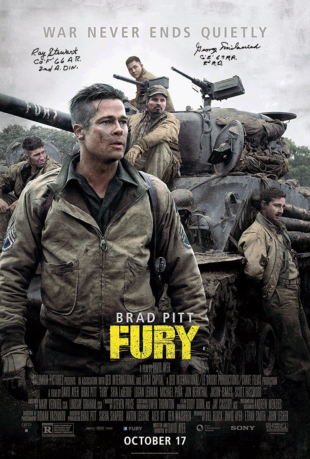 Autographed "FURY" Poster A