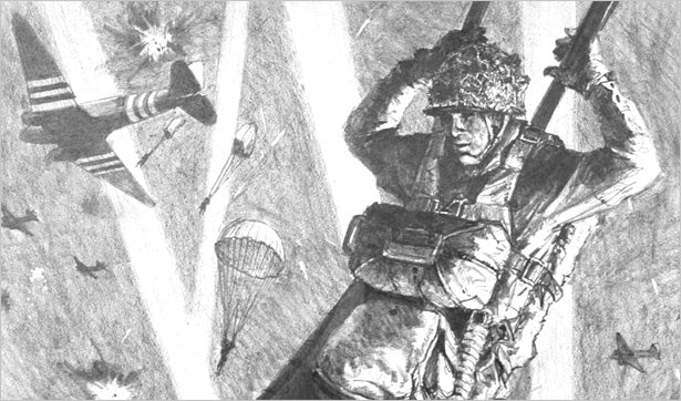 101st Airborne paratrooper on D-Day print